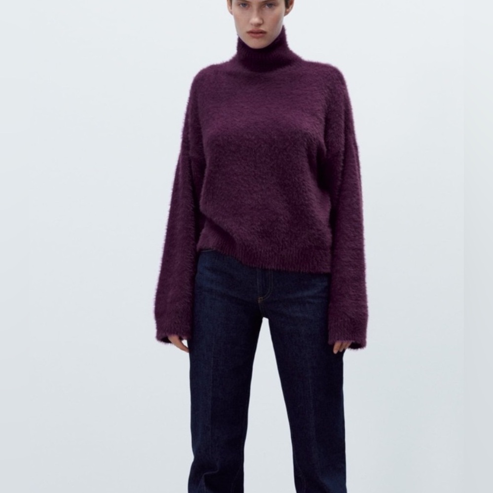 ✨HOST PICK✨ Zara women’s purple mock neck knit sweater size M